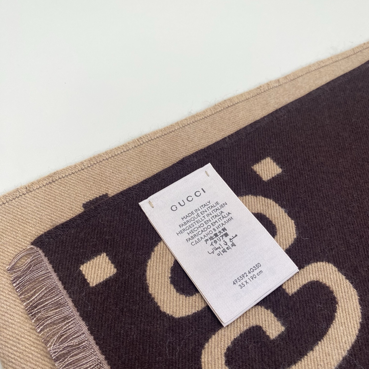 Gucci一比一丹寧藍復古GG羊毛圍巾 流蘇寬版設計｜歐美奢侈品精品推薦