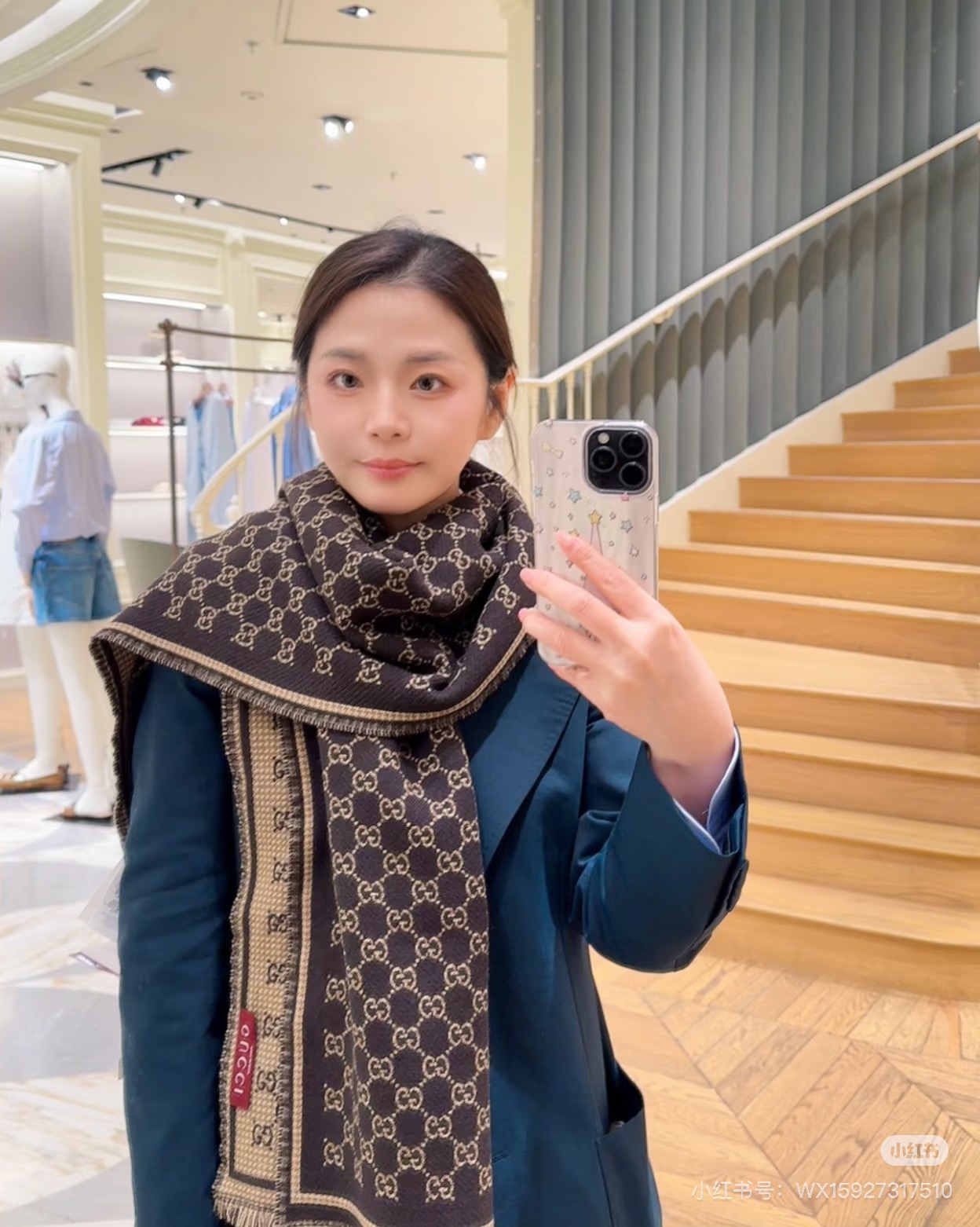 Gucci 一比一黑金雙G羊毛圍巾 女款奢華大器專櫃同步熱賣