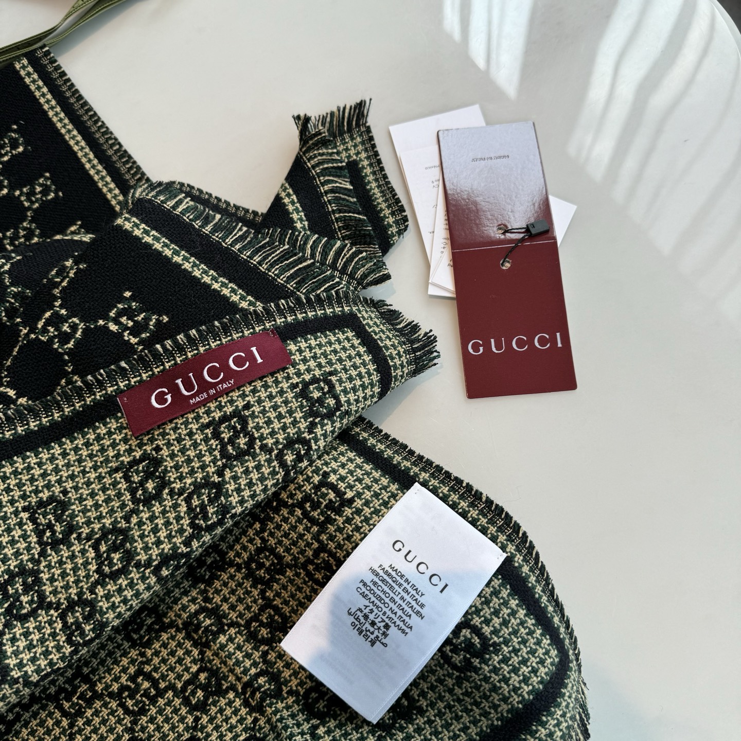 Gucci 一比一黑銀雙G格紋圍巾 男女款精緻設計冬季必備｜歐美奢侈品精品推薦