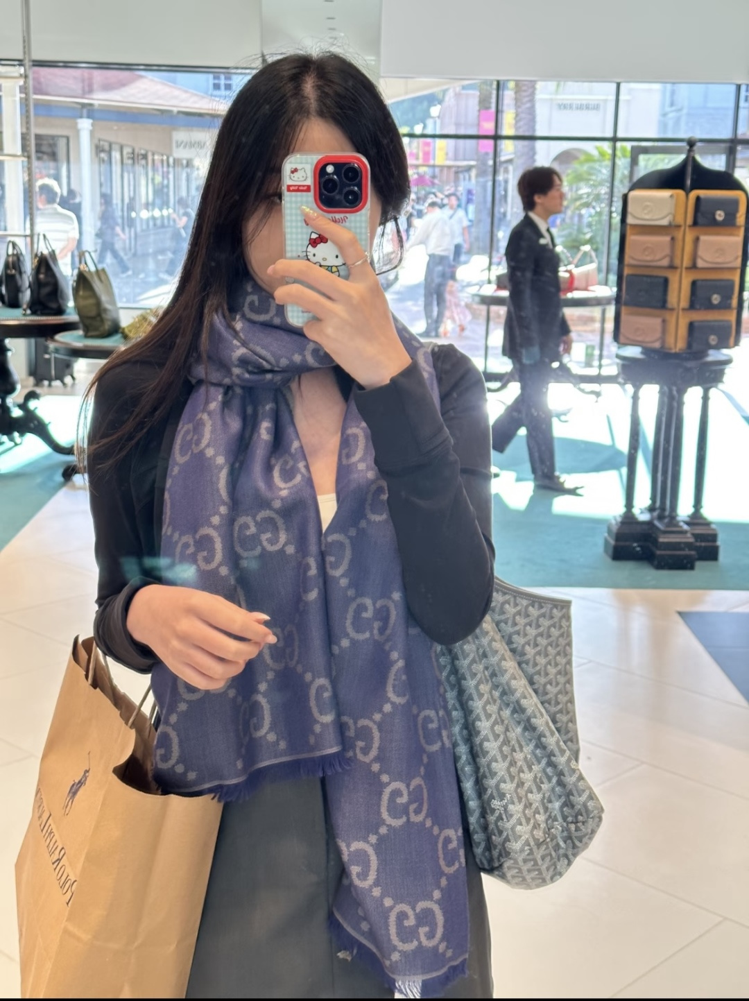 Gucci 一比一深紫雙G長款圍巾 女款知性氣場百搭秋冬款