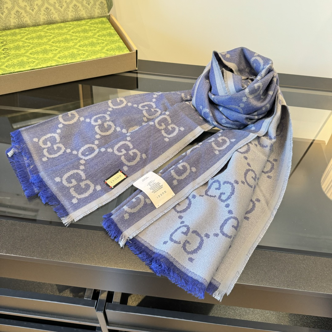 Gucci 一比一深紫雙G長款圍巾 女款知性氣場百搭秋冬款｜歐美奢侈品精品推薦