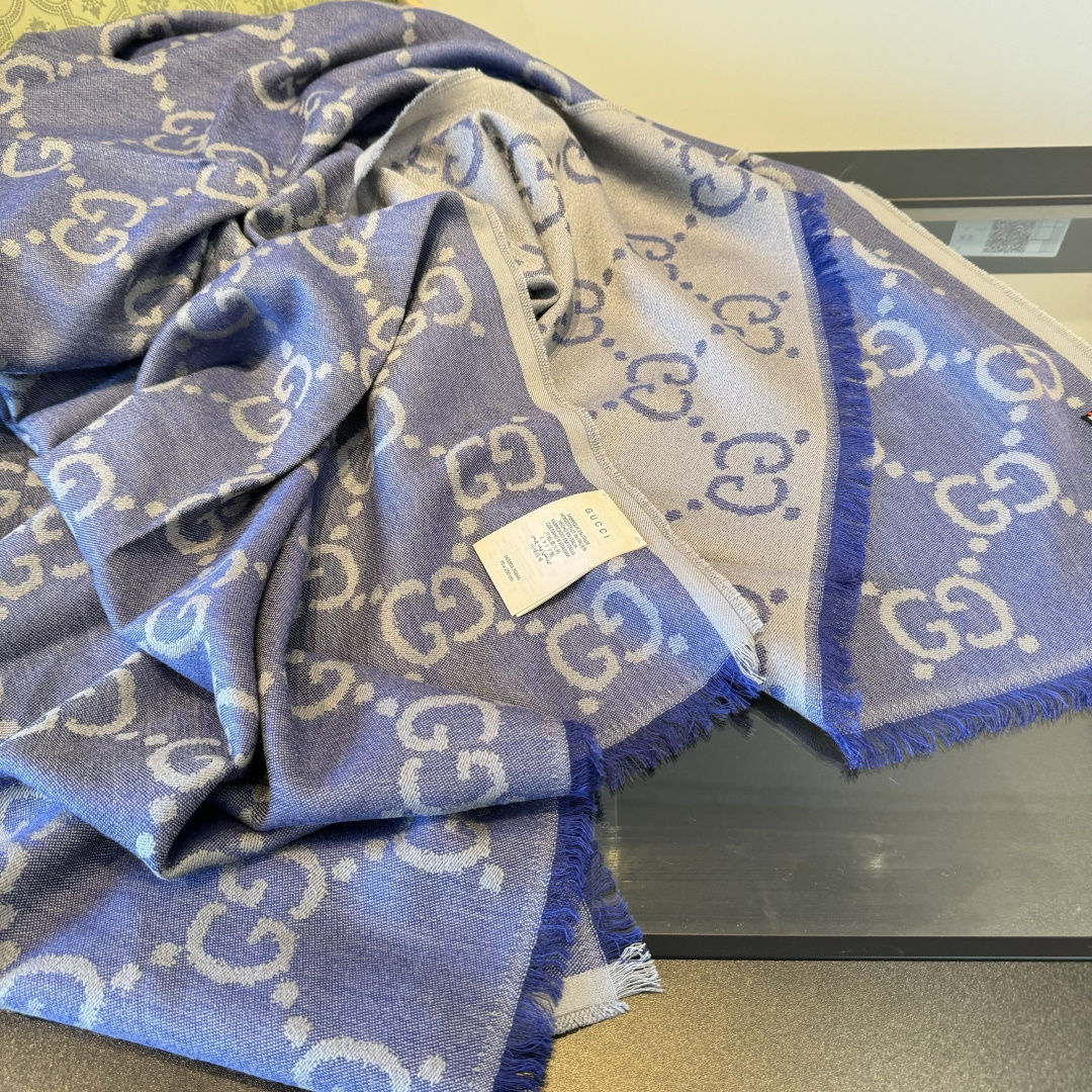 Gucci 一比一深紫雙G長款圍巾 女款知性氣場百搭秋冬款｜歐美奢侈品精品推薦