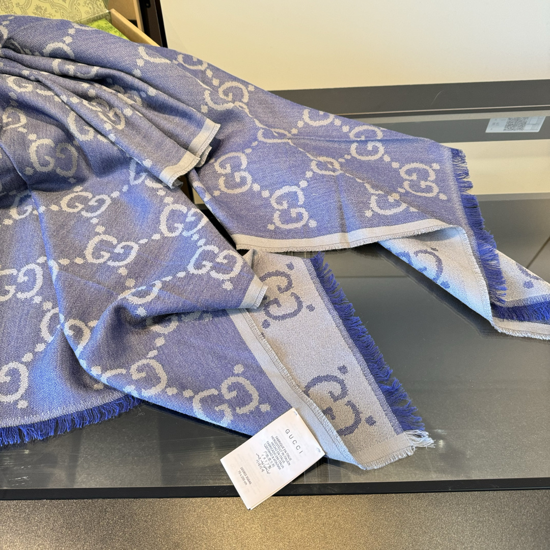 Gucci 一比一深紫雙G長款圍巾 女款知性氣場百搭秋冬款｜歐美奢侈品精品推薦