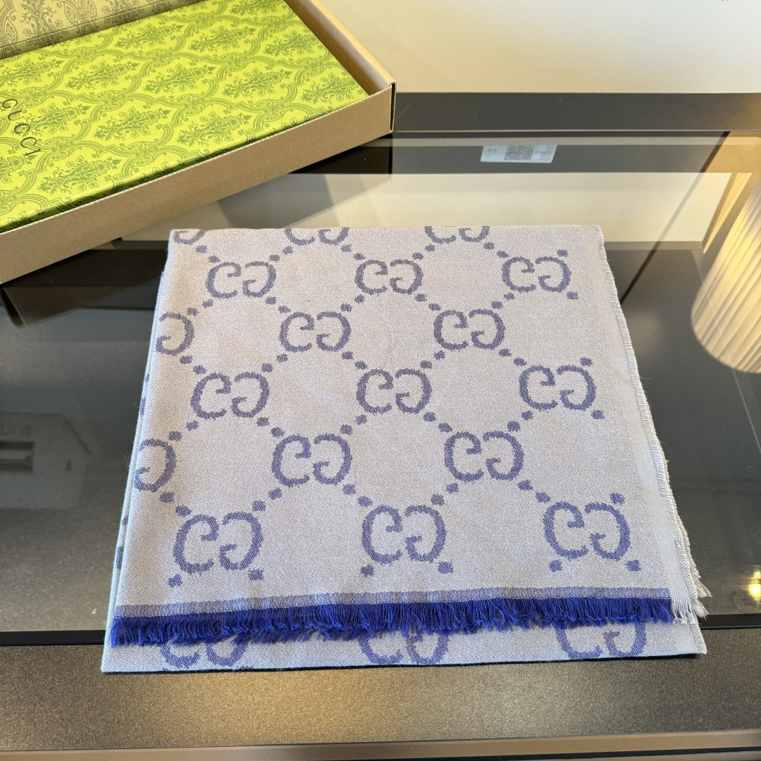 Gucci 一比一深紫雙G長款圍巾 女款知性氣場百搭秋冬款｜歐美奢侈品精品推薦
