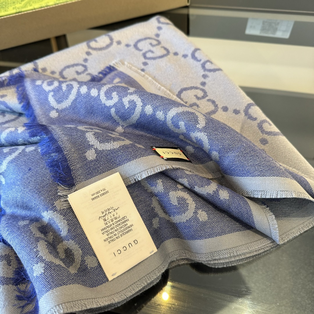 Gucci 一比一深紫雙G長款圍巾 女款知性氣場百搭秋冬款｜歐美奢侈品精品推薦