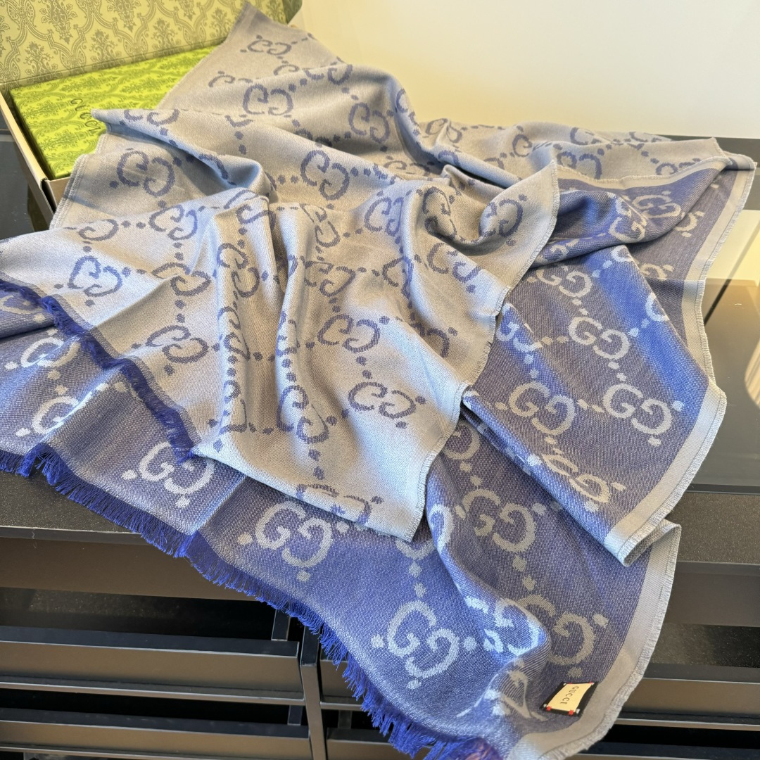 Gucci 一比一深紫雙G長款圍巾 女款知性氣場百搭秋冬款｜歐美奢侈品精品推薦