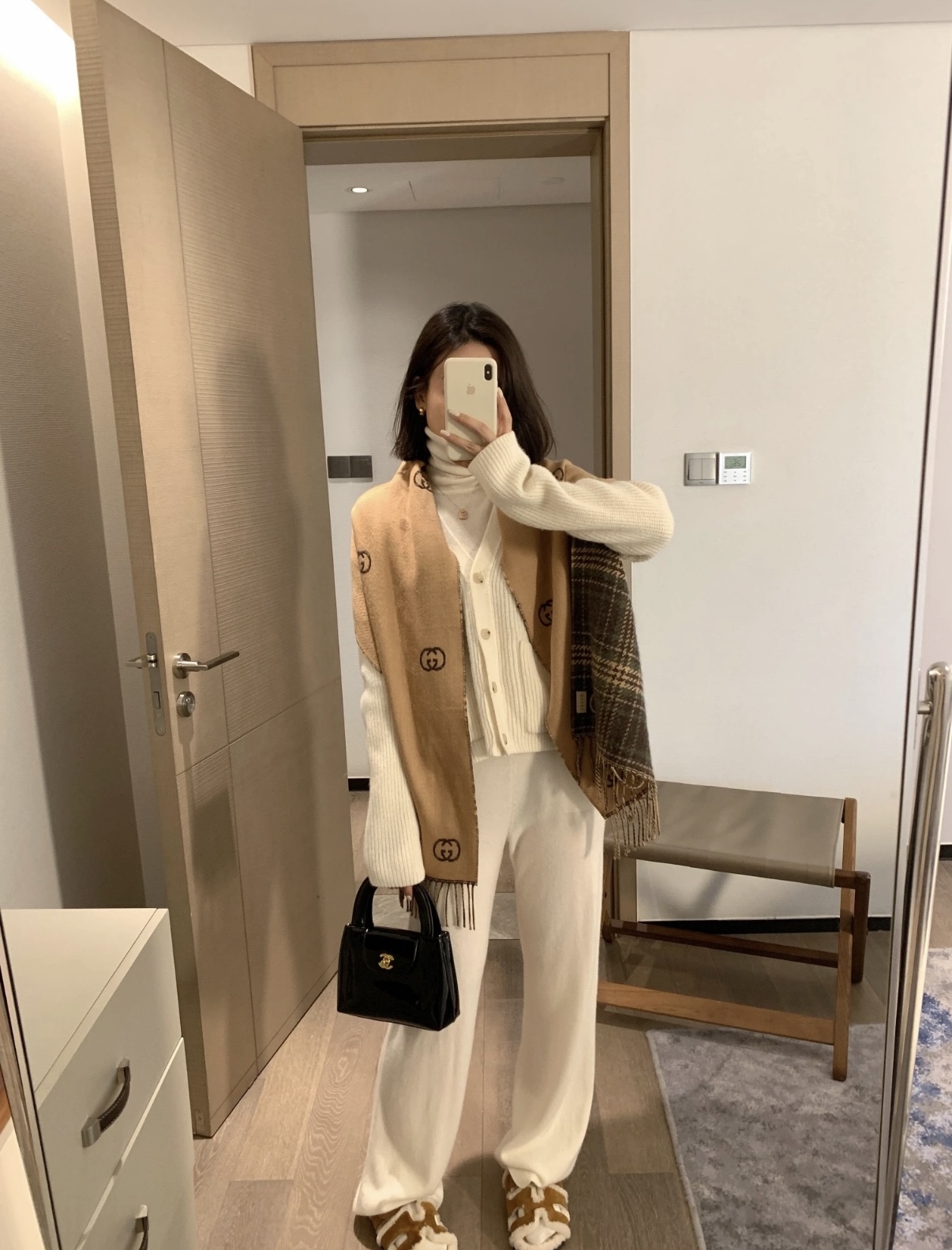 Gucci A貨復古格紋雙G圍巾 女款秋冬格紋風經典再現｜歐美奢侈品精品推薦