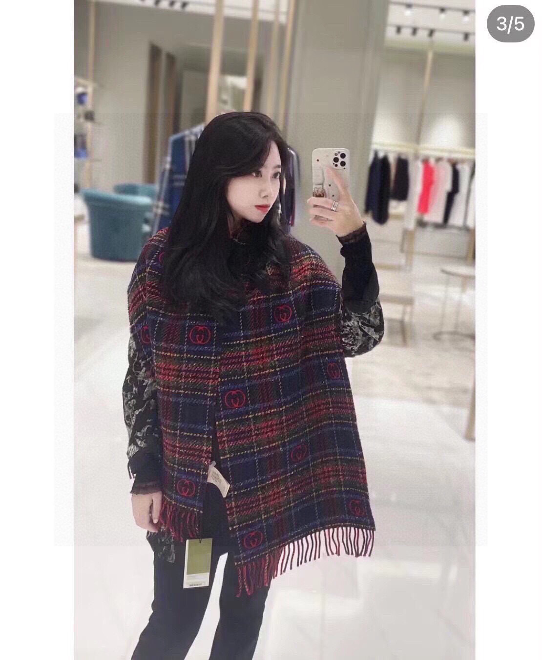 Gucci 精品仿製紅藍蘇格蘭格紋圍巾 女款厚磅毛呢設計暖感升級｜歐美奢侈品精品推薦