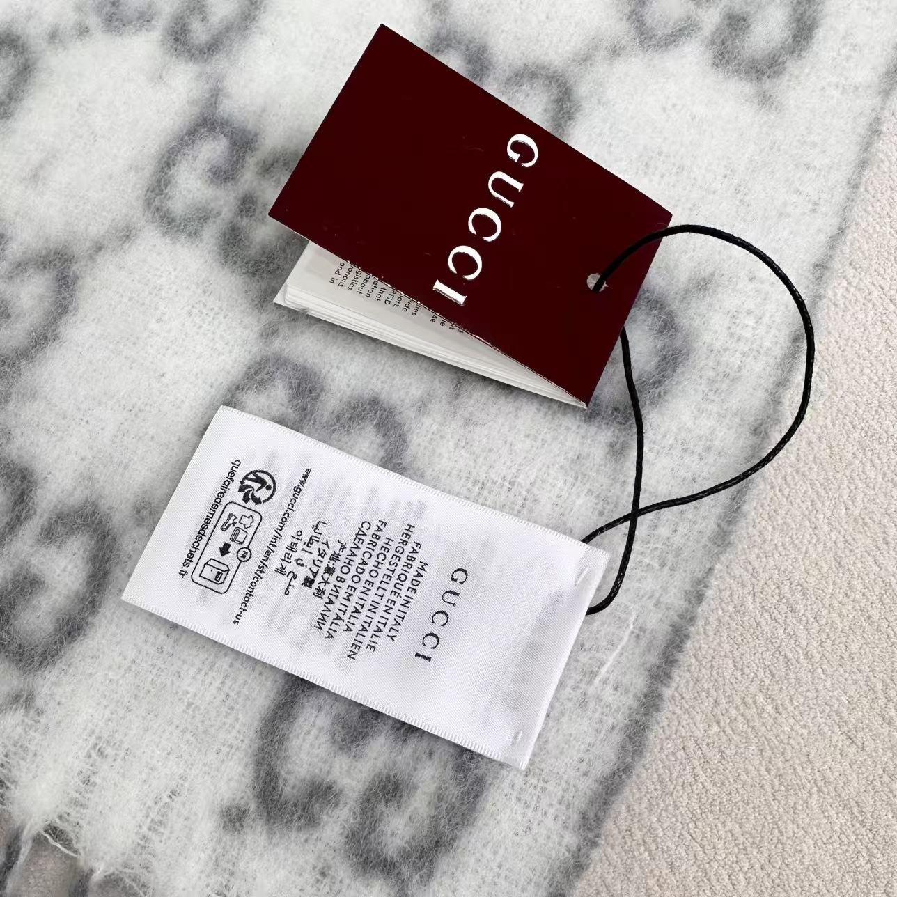 Gucci一比一精品女款雙面圍巾溫柔灰白配色｜歐美奢侈品精品推薦