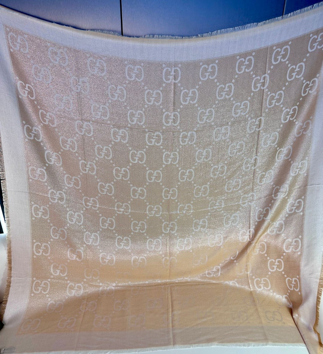 Gucci原單精品女款絲質圍巾香檳金GG緹花輕奢質感｜歐美奢侈品精品推薦