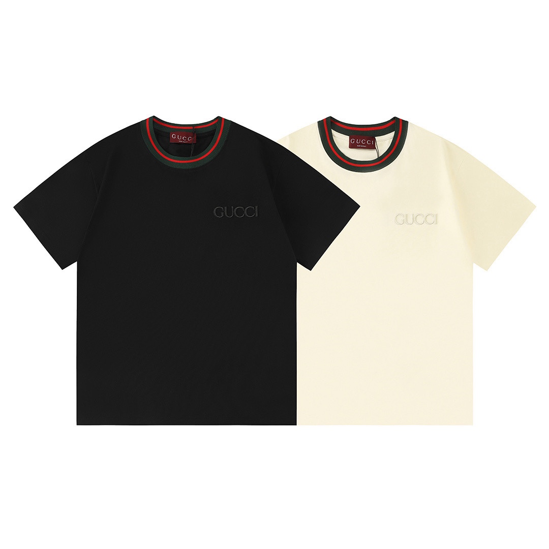 GucciA貨白色短袖T恤男款 撞色領口設計展現風格| 13 GucciA貨白色短袖T恤男款 撞色領口設計展現風格