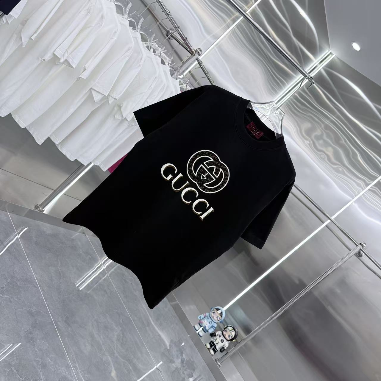 Gucci一比一黑T短袖男款 GG圓框Logo立體印花設計| 13 Gucci一比一黑T短袖男款 GG圓框Logo立體印花設計