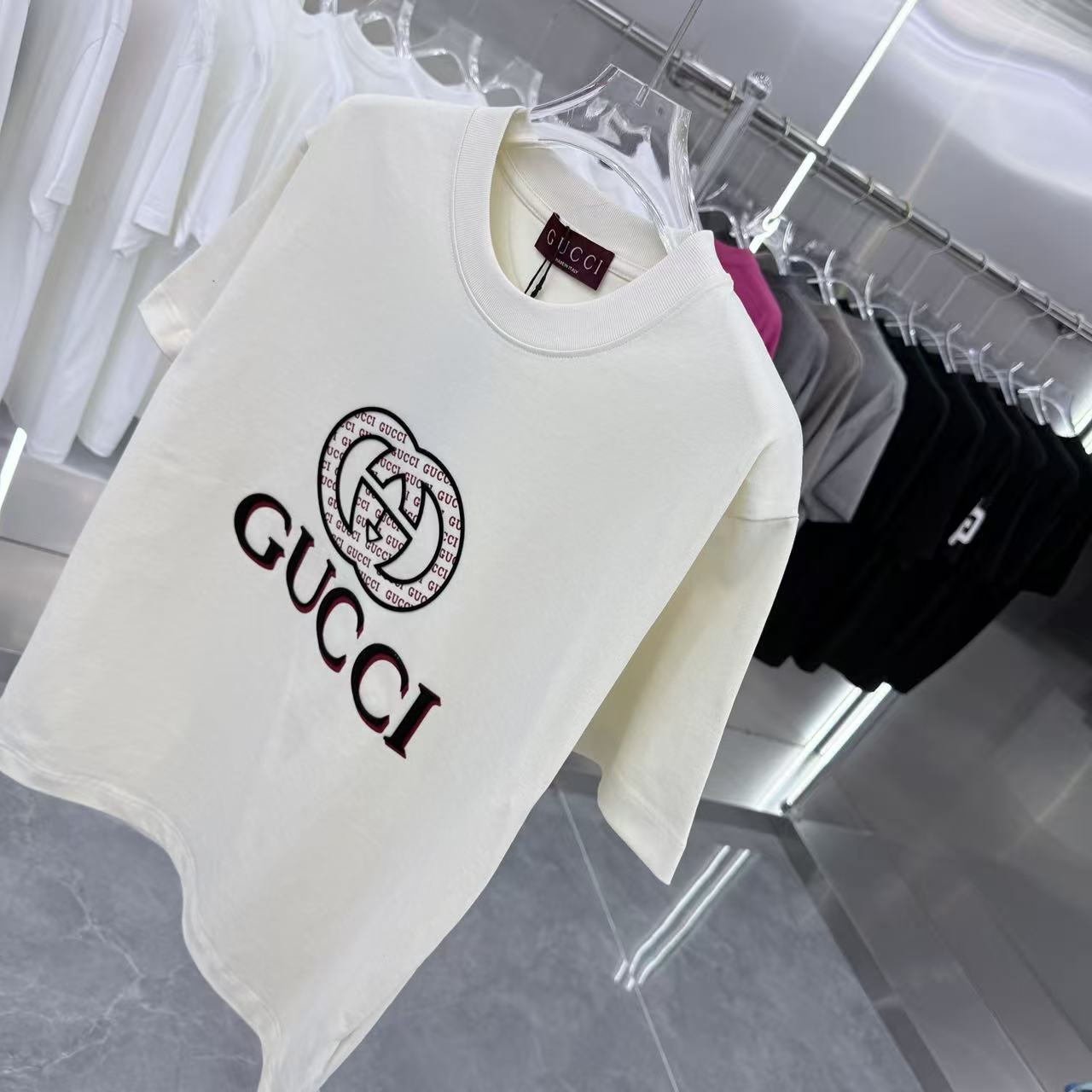 GucciA貨白色短袖T恤男款 Logo印花清爽百搭款| 11 GucciA貨白色短袖T恤男款 Logo印花清爽百搭款