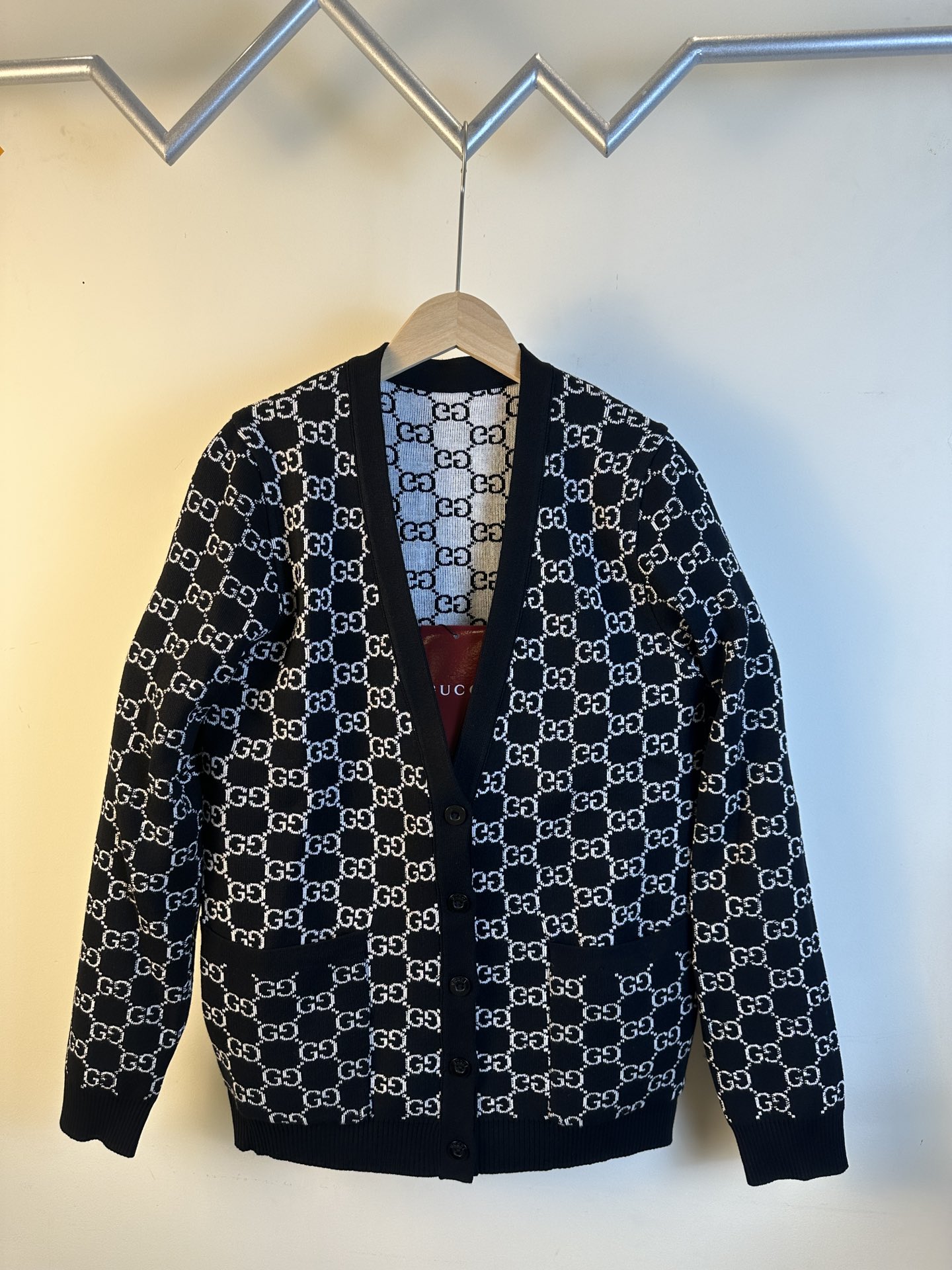 Gucci原單滿版GG針織外套男款經典黑白Logo設計