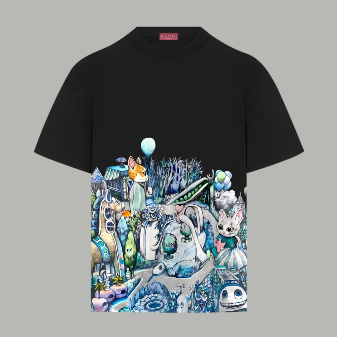 Gucci高仿卡通印花T恤男款 童趣風格潮流創意圖案