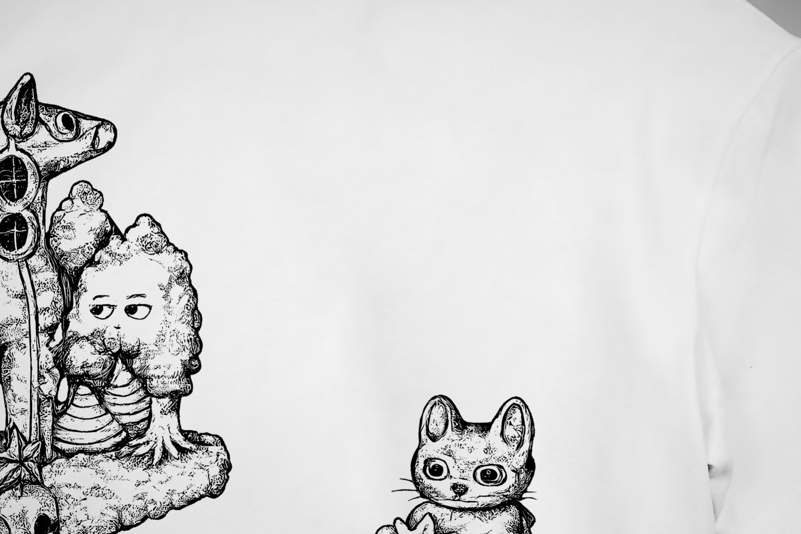 Gucci原單白色插畫短T男款 黑線風格藝術圖案T恤| 11 Gucci原單白色插畫短T男款 黑線風格藝術圖案T恤
