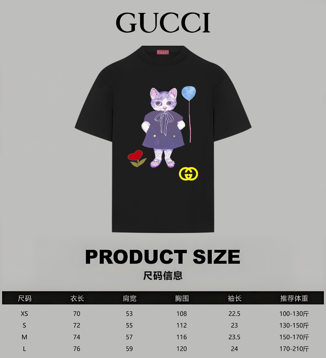 Gucci高仿男女款短袖T恤 可愛貓咪印花 圖騰感十足| 7 Gucci高仿男女款短袖T恤 可愛貓咪印花 圖騰感十足