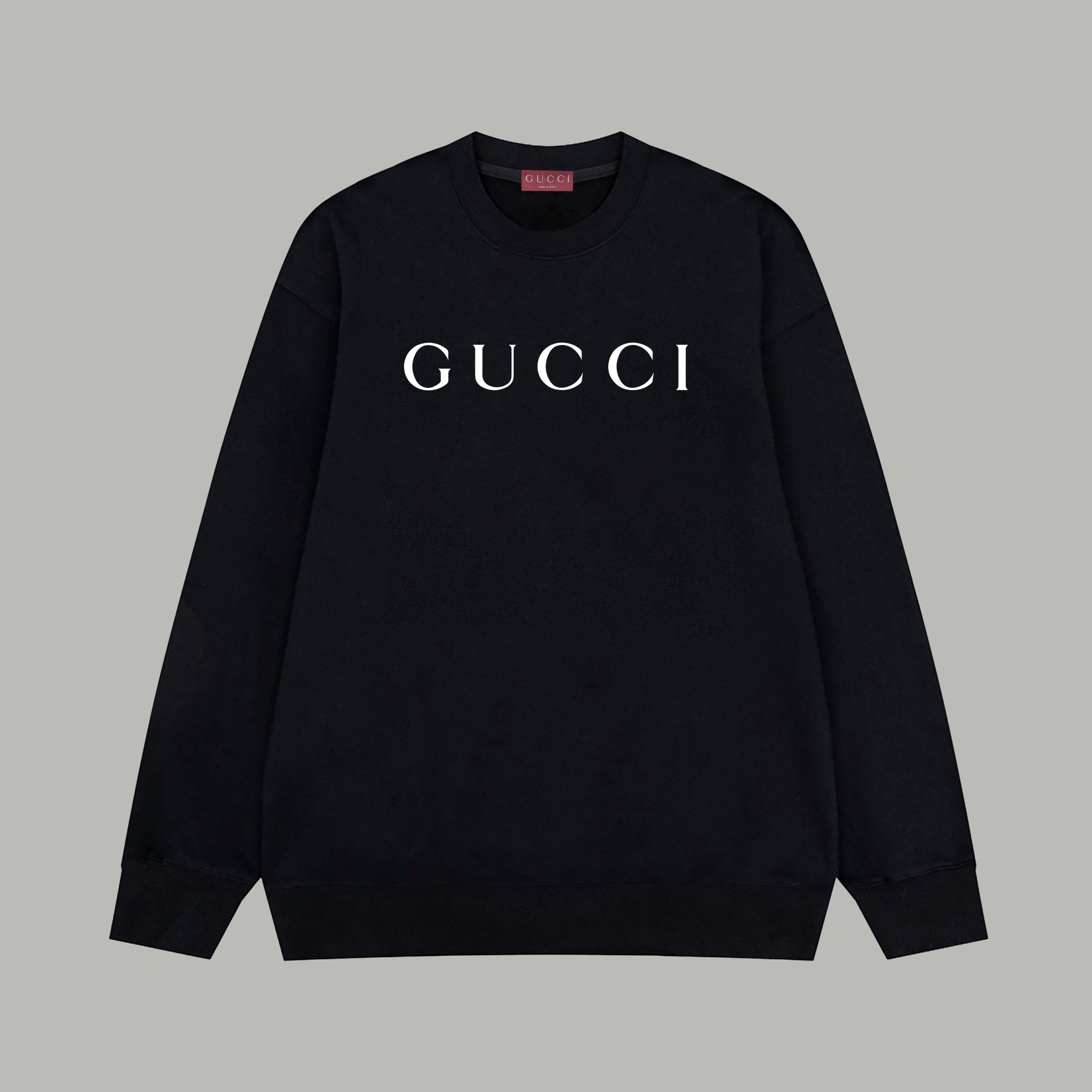 Gucci高仿男款黑色長袖T恤 字母印花簡約設計 實搭有型單品