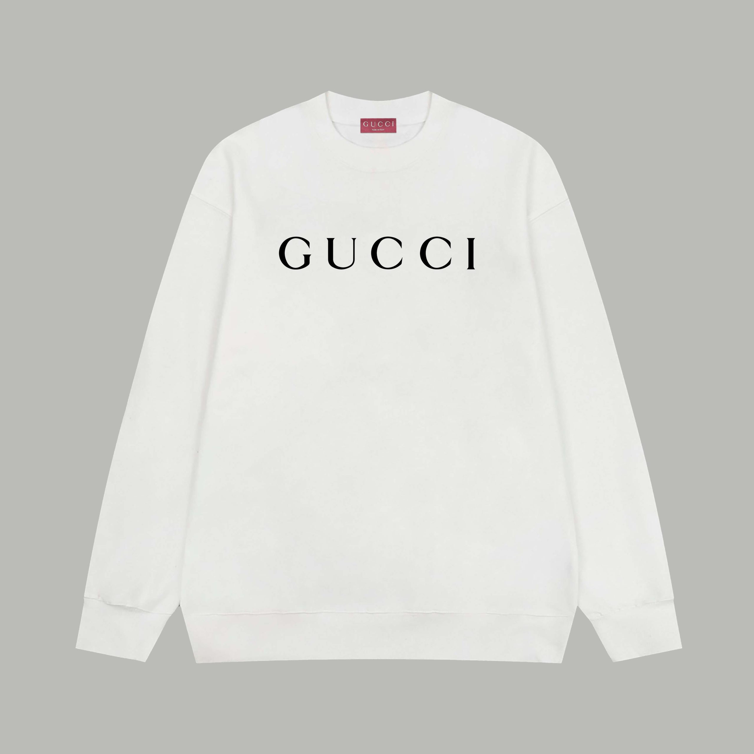 Gucci高仿白色LOGO長袖T恤 經典字樣印花 秋冬層次搭配首選