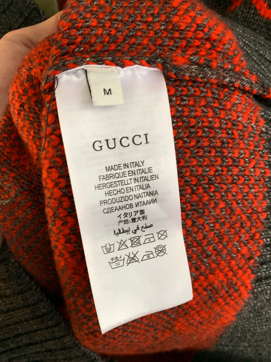 Gucci A貨針織衫男士深灰底橘色GG圖樣秋冬風格款| 9 Gucci A貨針織衫男士深灰底橘色GG圖樣秋冬風格款