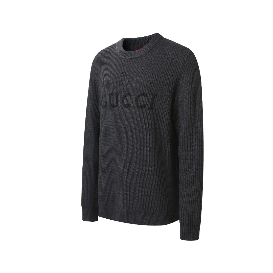 Gucci A貨針織衫男士深灰色LOGO設計低調精品日常款| 14 Gucci A貨針織衫男士深灰色LOGO設計低調精品日常款