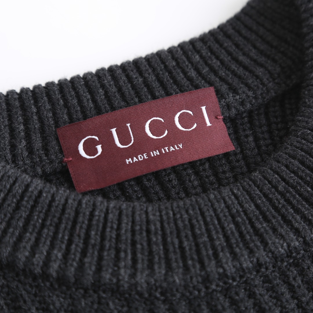 Gucci A貨針織衫男士深灰色LOGO設計低調精品日常款| 8 Gucci A貨針織衫男士深灰色LOGO設計低調精品日常款