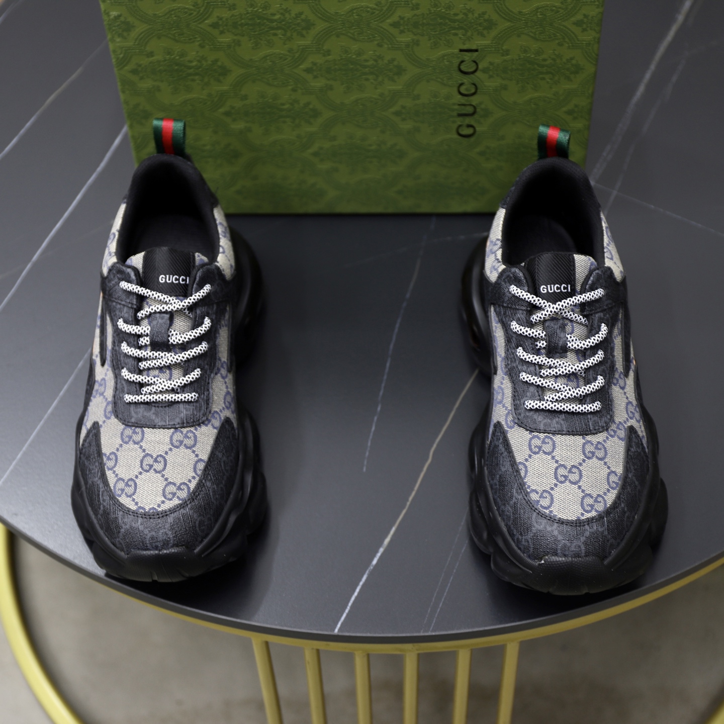 Gucci 高仿老花男士厚底運動鞋 GG經典圖紋 潮人必備款