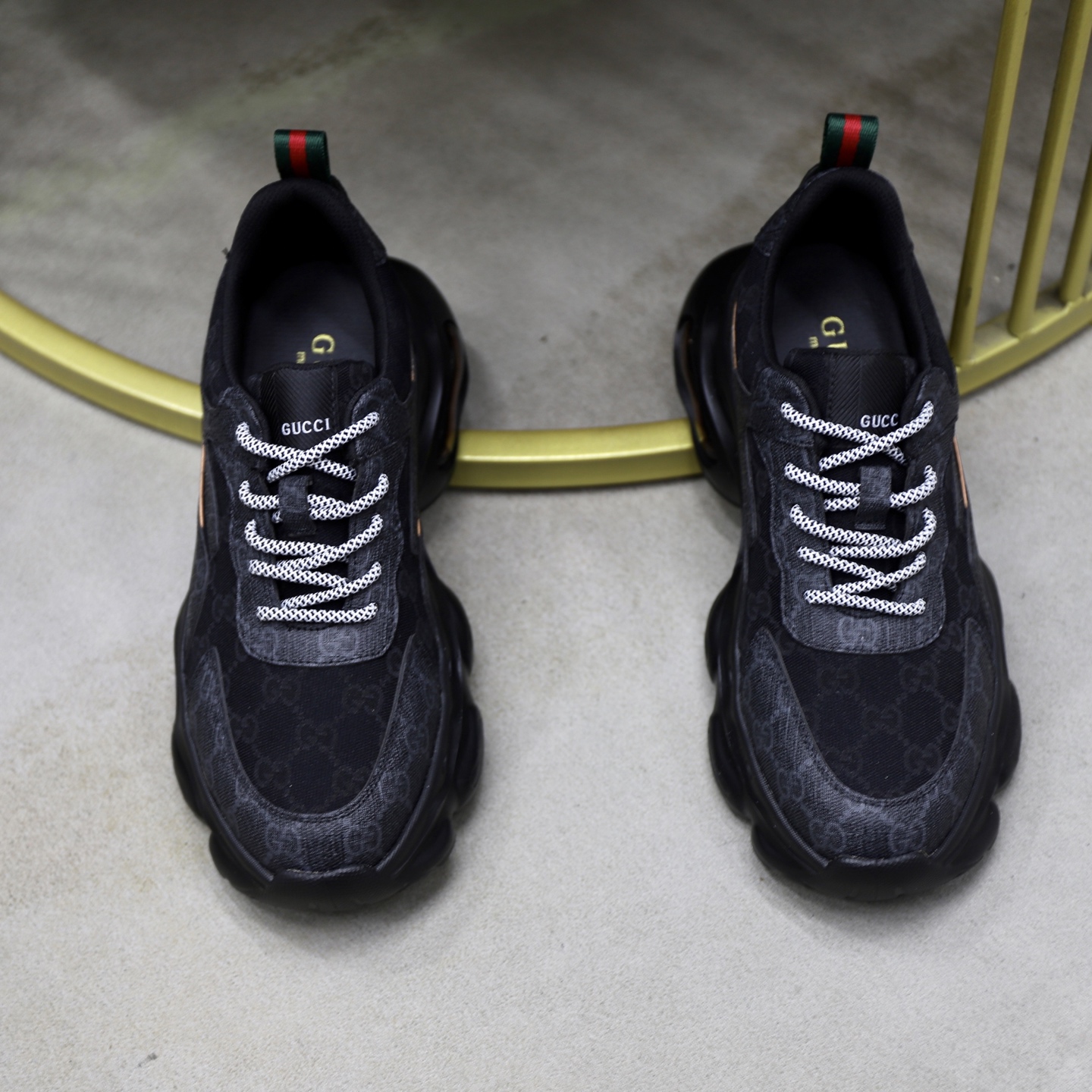 Gucci 高仿黑色老花厚底運動鞋 男款街頭復古必備｜歐美奢侈品精品推薦