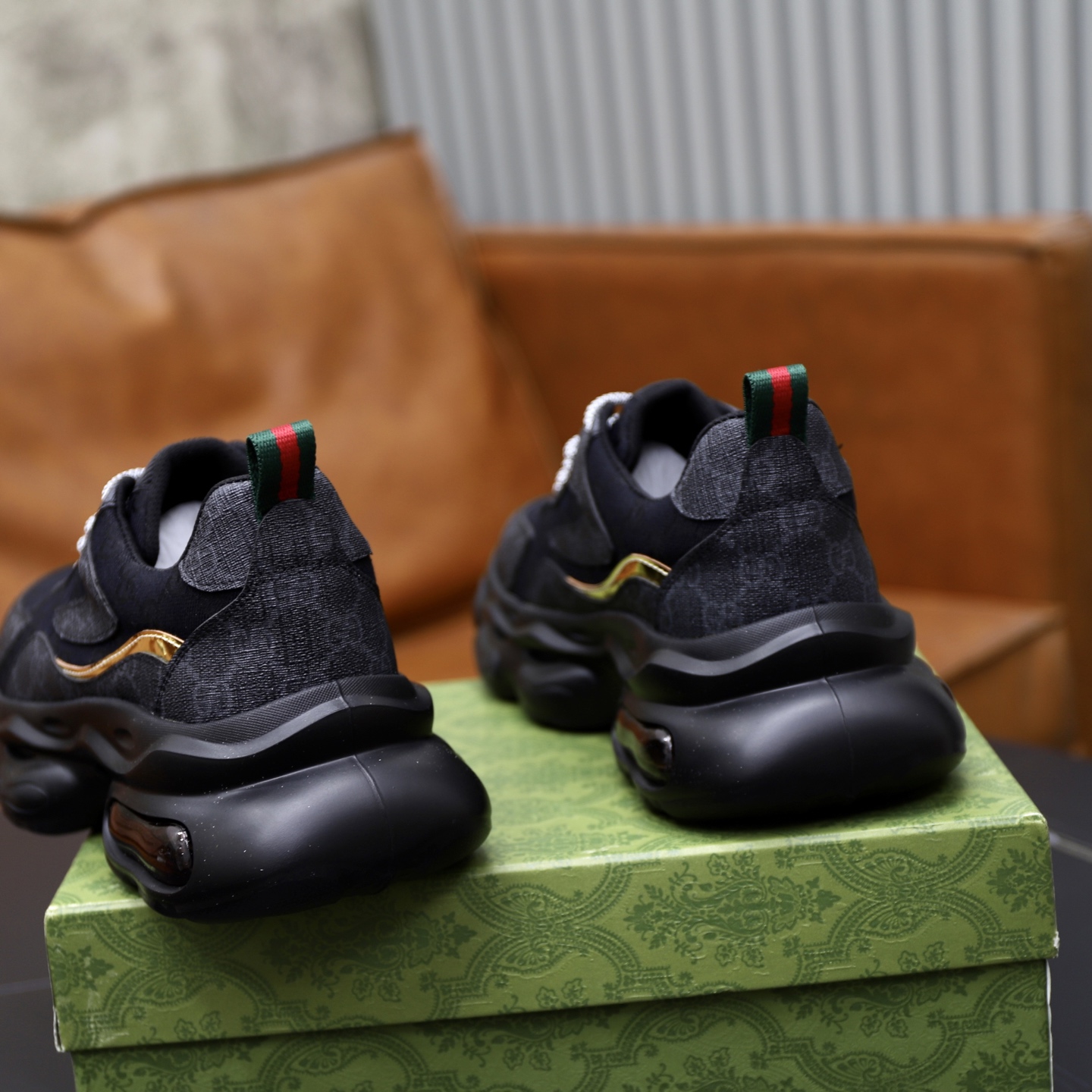 Gucci 高仿黑色老花厚底運動鞋 男款街頭復古必備｜歐美奢侈品精品推薦