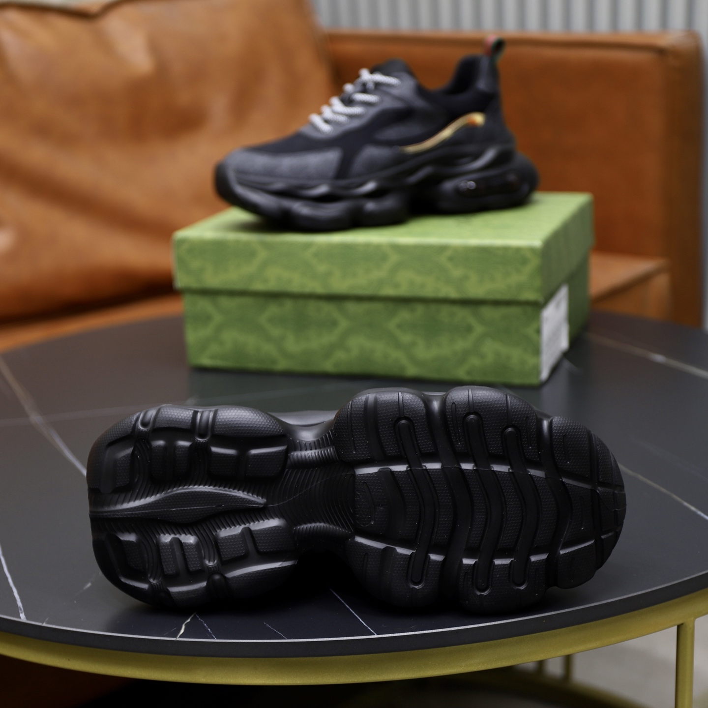 Gucci 高仿黑色老花厚底運動鞋 男款街頭復古必備｜歐美奢侈品精品推薦