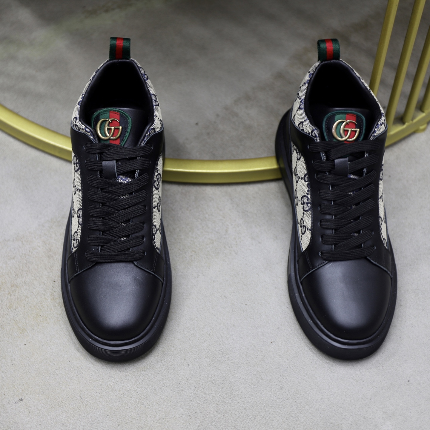 Gucci 高仿高筒運動鞋 男款灰白GG老花拼皮 經典潮搭｜歐美奢侈品精品推薦