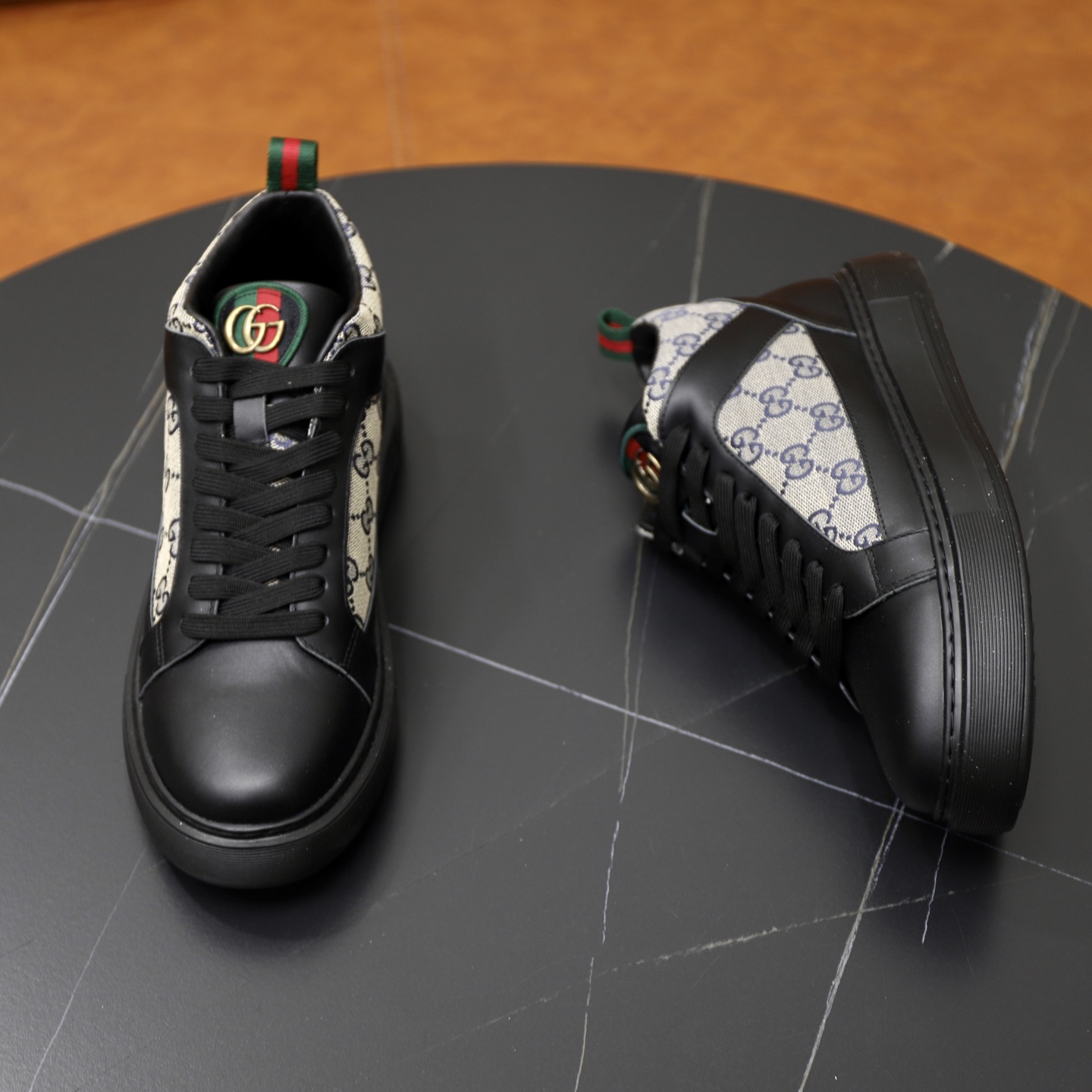 Gucci 高仿高筒運動鞋 男款灰白GG老花拼皮 經典潮搭｜歐美奢侈品精品推薦