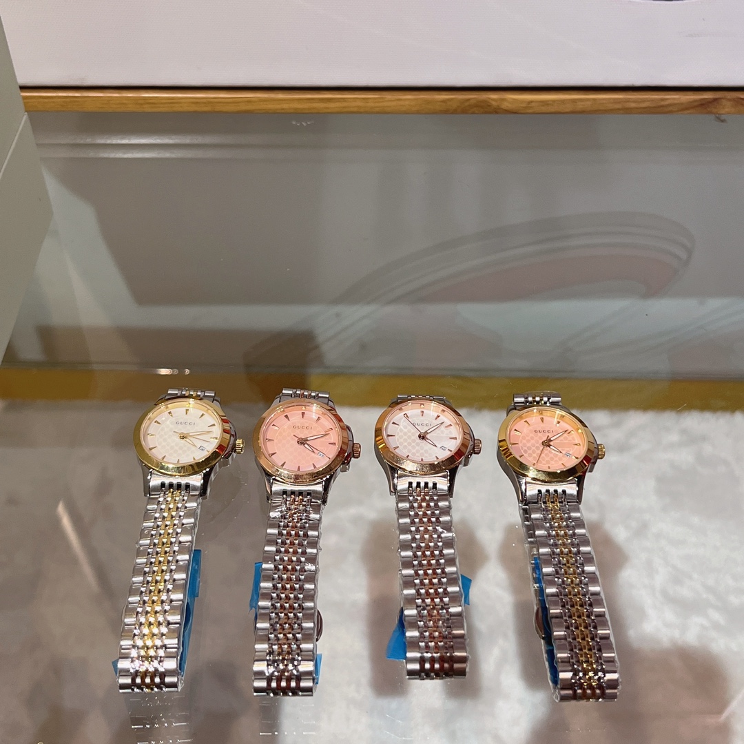 Gucci高仿G-Timeless女錶金銀鋼帶優雅石英錶｜歐美奢侈品精品推薦