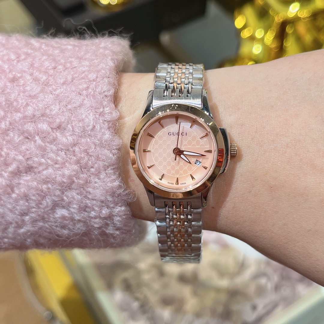 Gucci高仿G-Timeless女錶金銀鋼帶優雅石英錶｜歐美奢侈品精品推薦