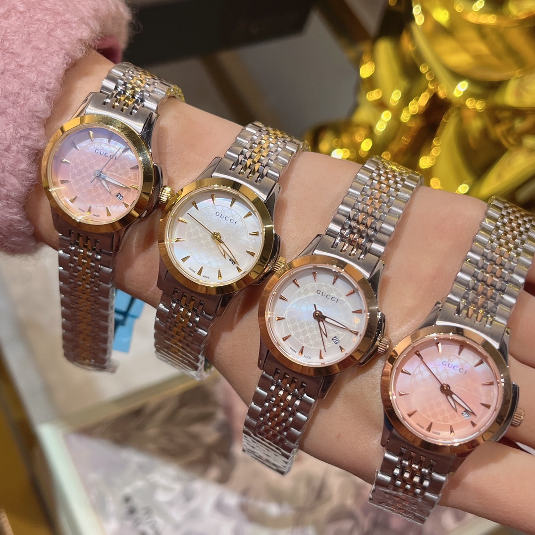 Gucci高仿G-Timeless女錶金銀鋼帶優雅石英錶｜歐美奢侈品精品推薦