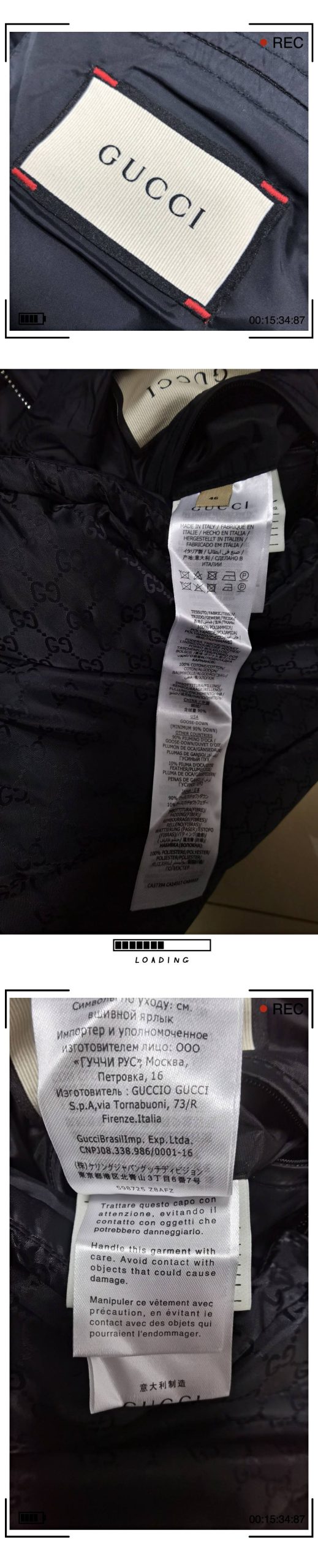 Gucci高仿羽絨外套拼接GG老花與米白條紋運動袖|超A仿原單精品圖片 9 Gucci高仿羽絨外套拼接GG老花與米白條紋運動袖|歐美奢侈品精品推薦