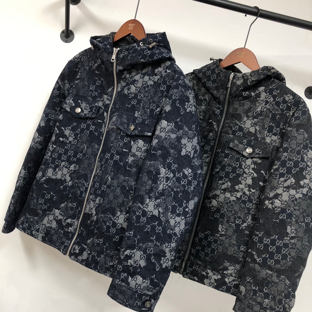 Gucci原單連帽外套藏藍迷彩GG提花設計| 14 Gucci原單連帽外套藏藍迷彩GG提花設計