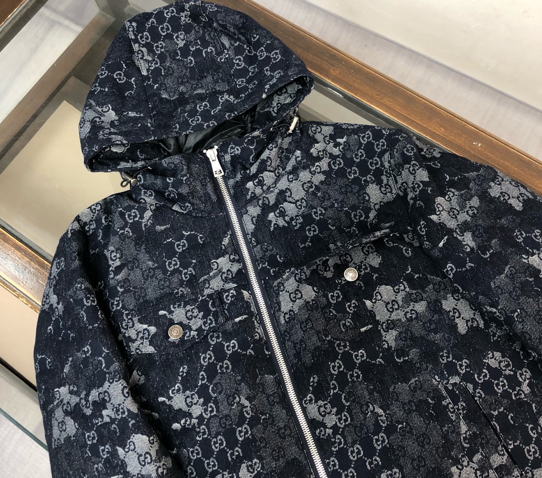 Gucci原單連帽外套藏藍迷彩GG提花設計| 13 Gucci原單連帽外套藏藍迷彩GG提花設計