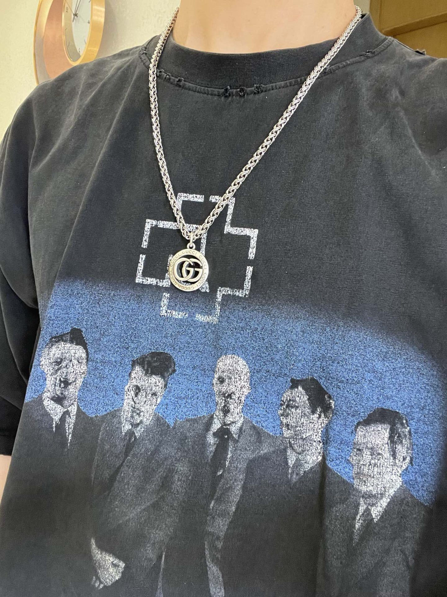 Gucci A貨男士項鍊 圓牌雙G立體浮雕 銀色編織鍊復刻設計｜歐美奢侈品精品推薦