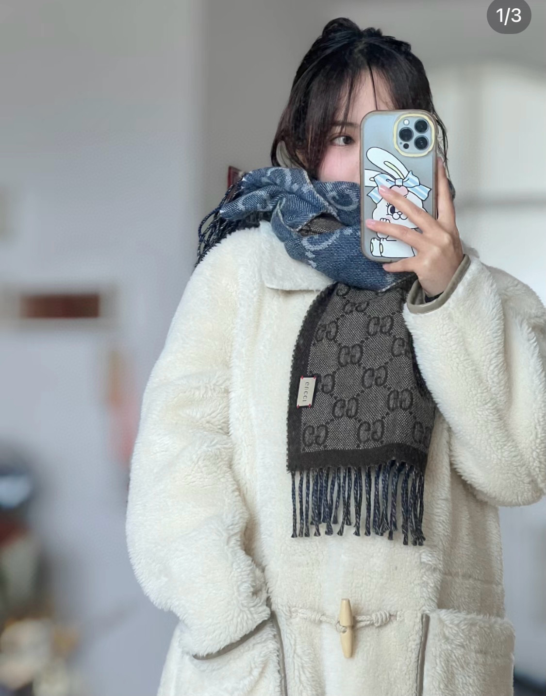 Gucci 原單深藍GG厚針織圍巾｜復古時尚風格推薦｜歐美奢侈品精品推薦