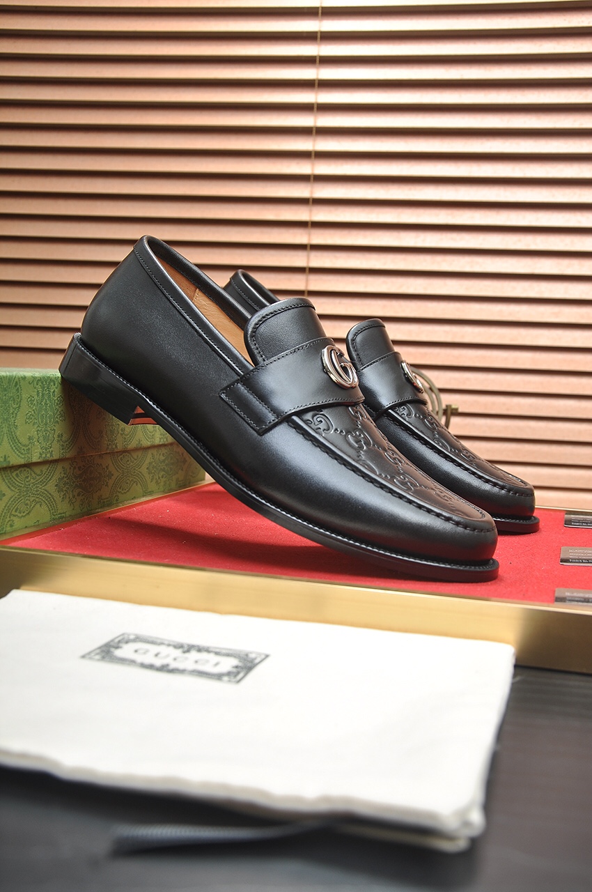Gucci 高仿男士樂福鞋 GG壓紋皮革 金屬雙G標誌設計| 14 Gucci 高仿男士樂福鞋 GG壓紋皮革 金屬雙G標誌設計