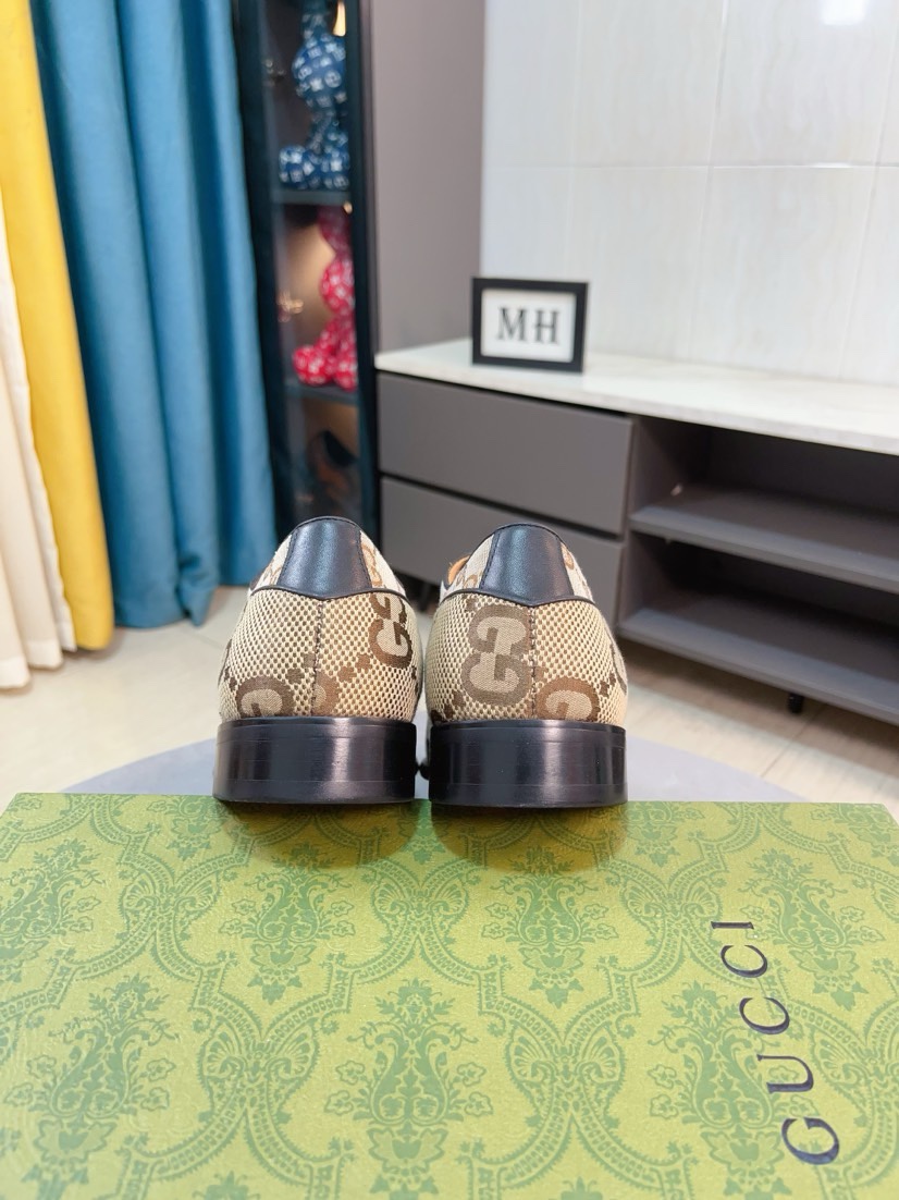 Gucci 高仿男士帆布德比鞋 GG經典圖騰拼色紳士鞋款｜歐美奢侈品精品推薦