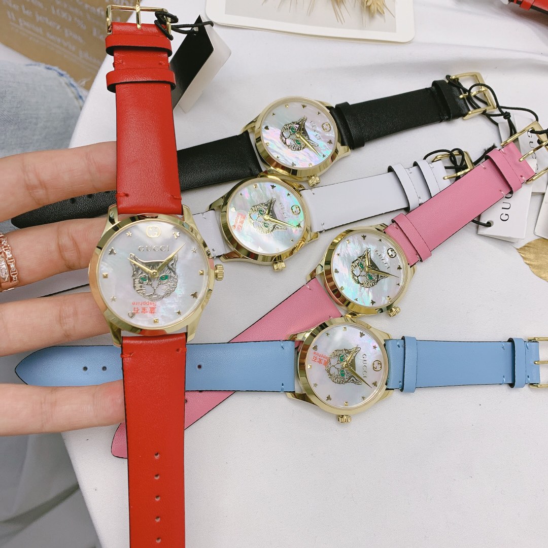 Gucci高仿女士手錶貓頭鷹面盤設計 多色皮革錶帶時尚推薦｜歐美奢侈品精品推薦
