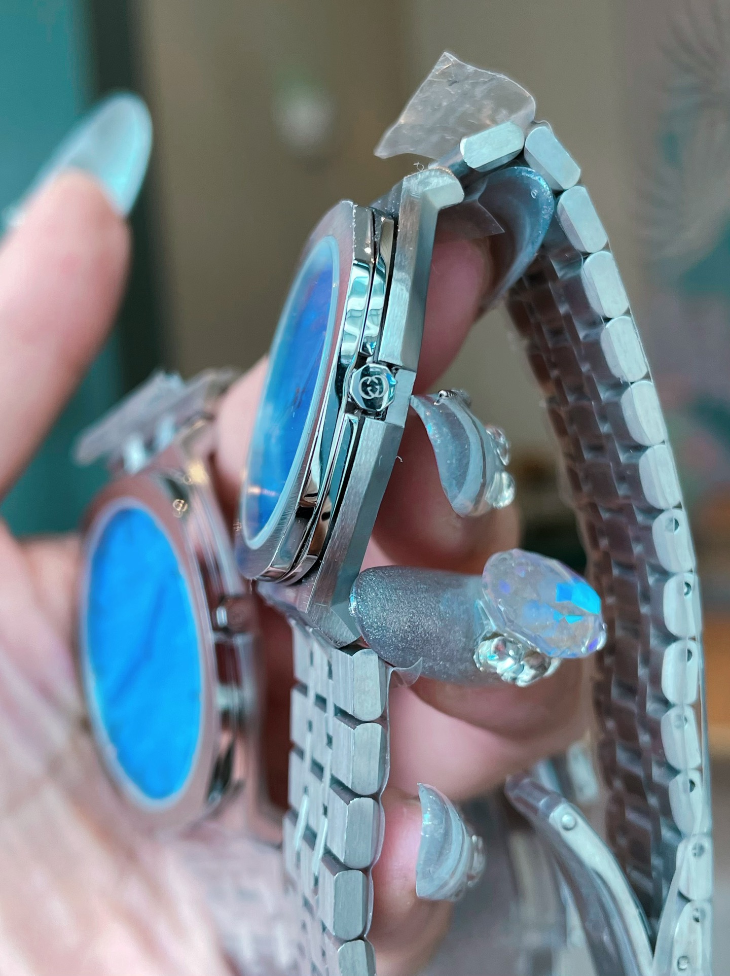 Gucci一比一情侶錶 藍面25H系列 個性鋼帶復古造型對錶｜歐美奢侈品精品推薦