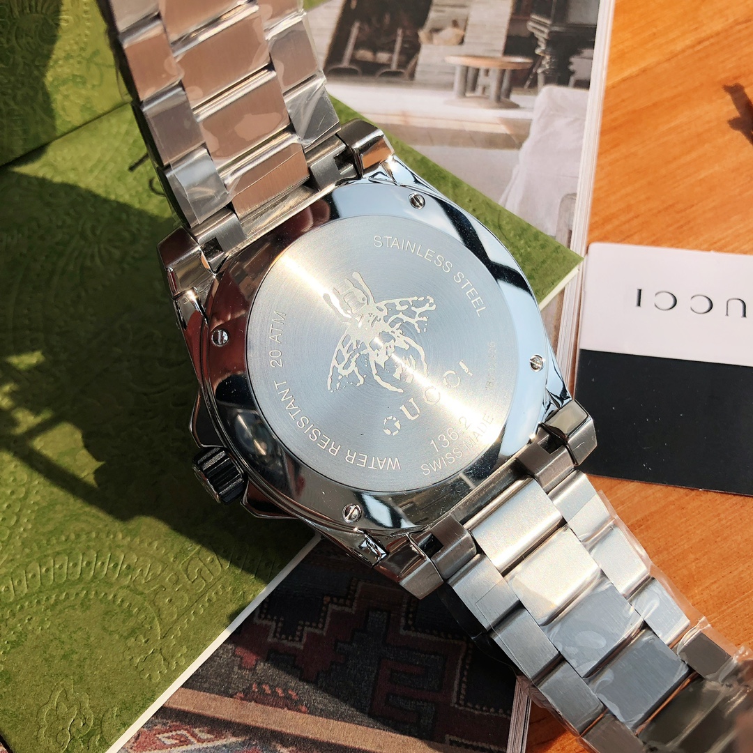 Gucci A貨Dive錶 銀色五珠鋼帶 星星時標 潛水風格通勤腕錶｜歐美奢侈品精品推薦