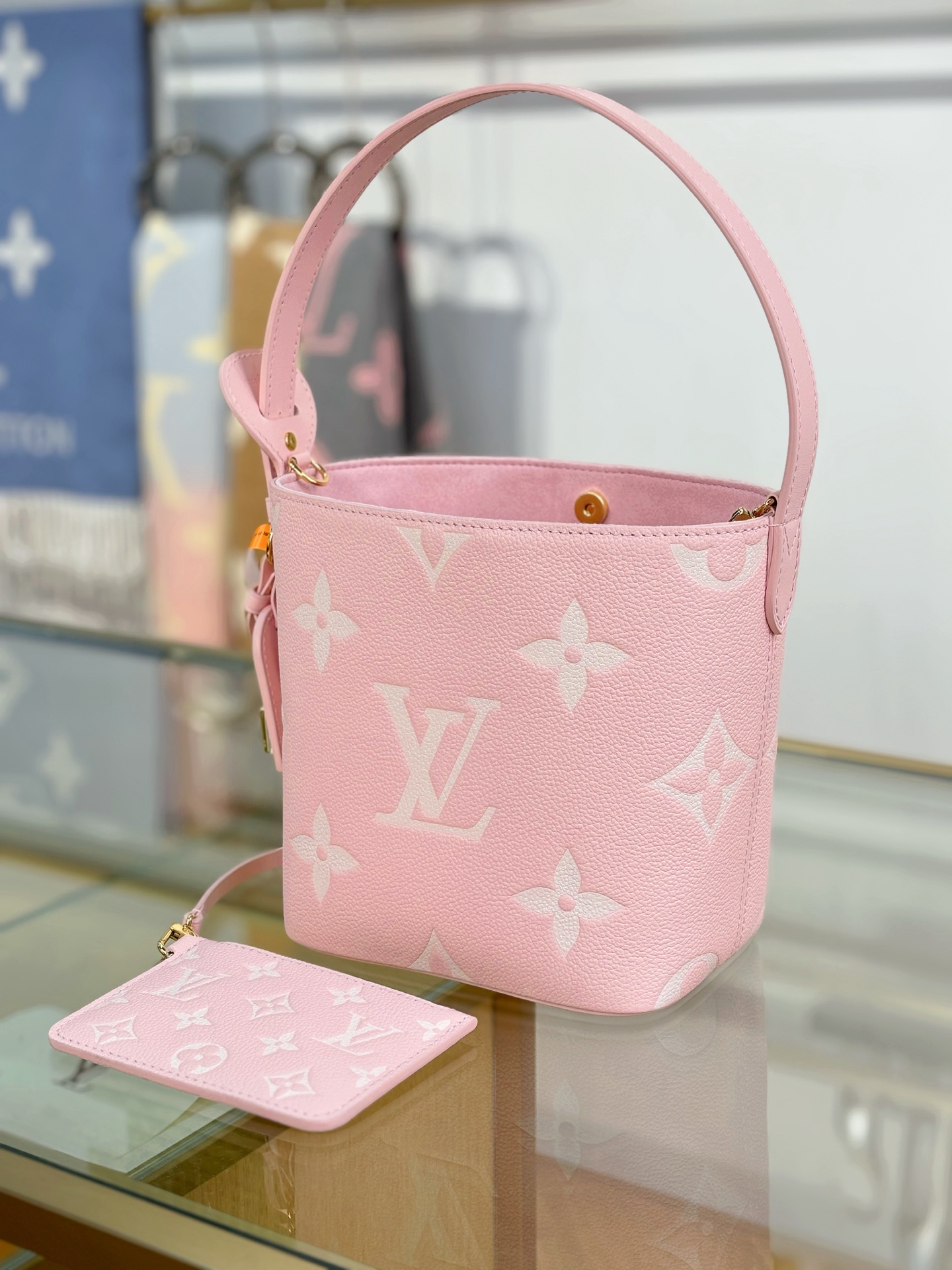 LV一比一灰色水桶包 奶霜配色 附同款卡夾｜歐美奢侈品精品推薦