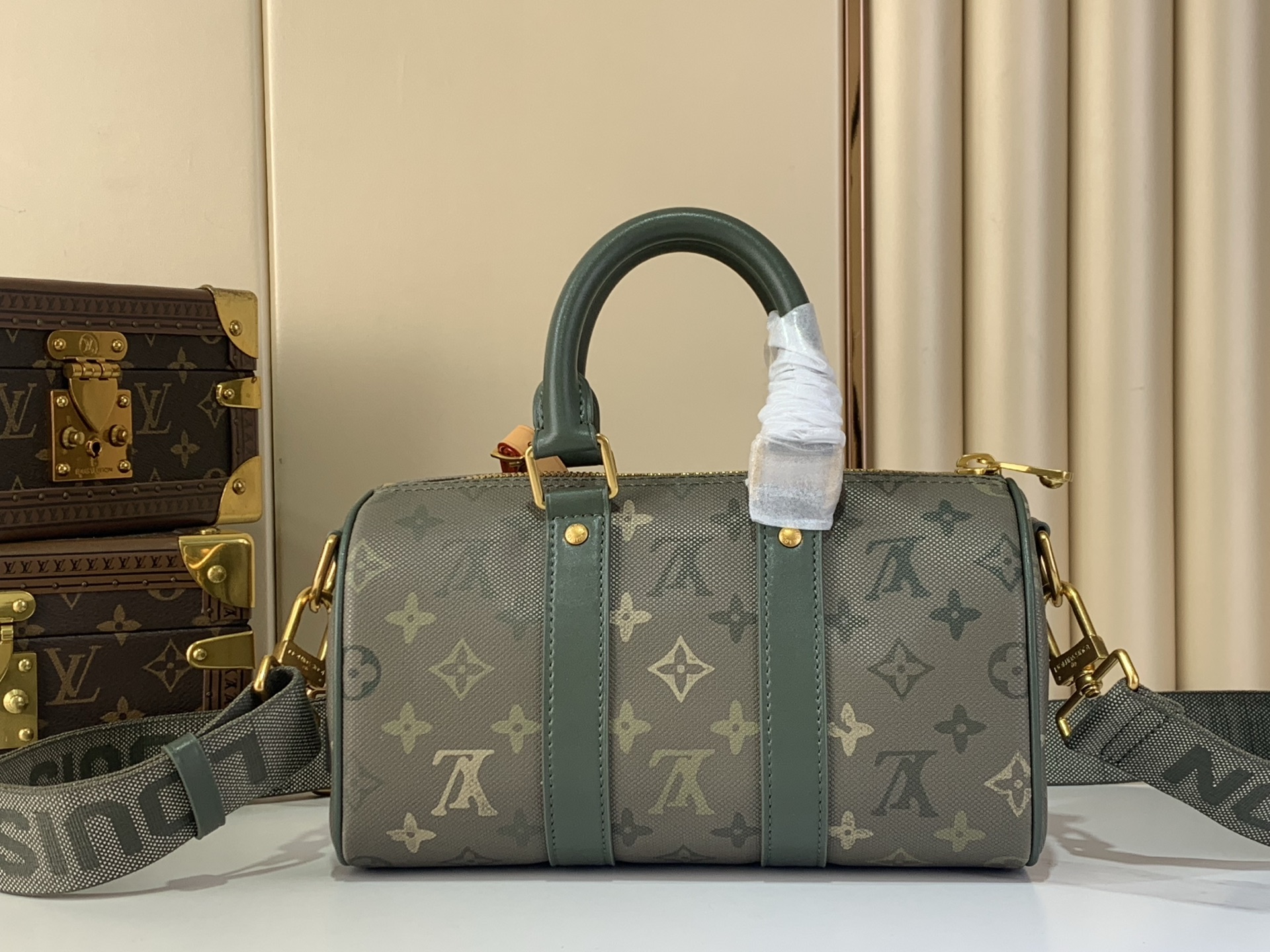 LV A貨老花波士頓包 綠灰配色復古風格 旅行通勤雙用款|超A仿原單精品圖片 11 LV A貨老花波士頓包 綠灰配色復古風格 旅行通勤雙用款|歐美奢侈品精品推薦