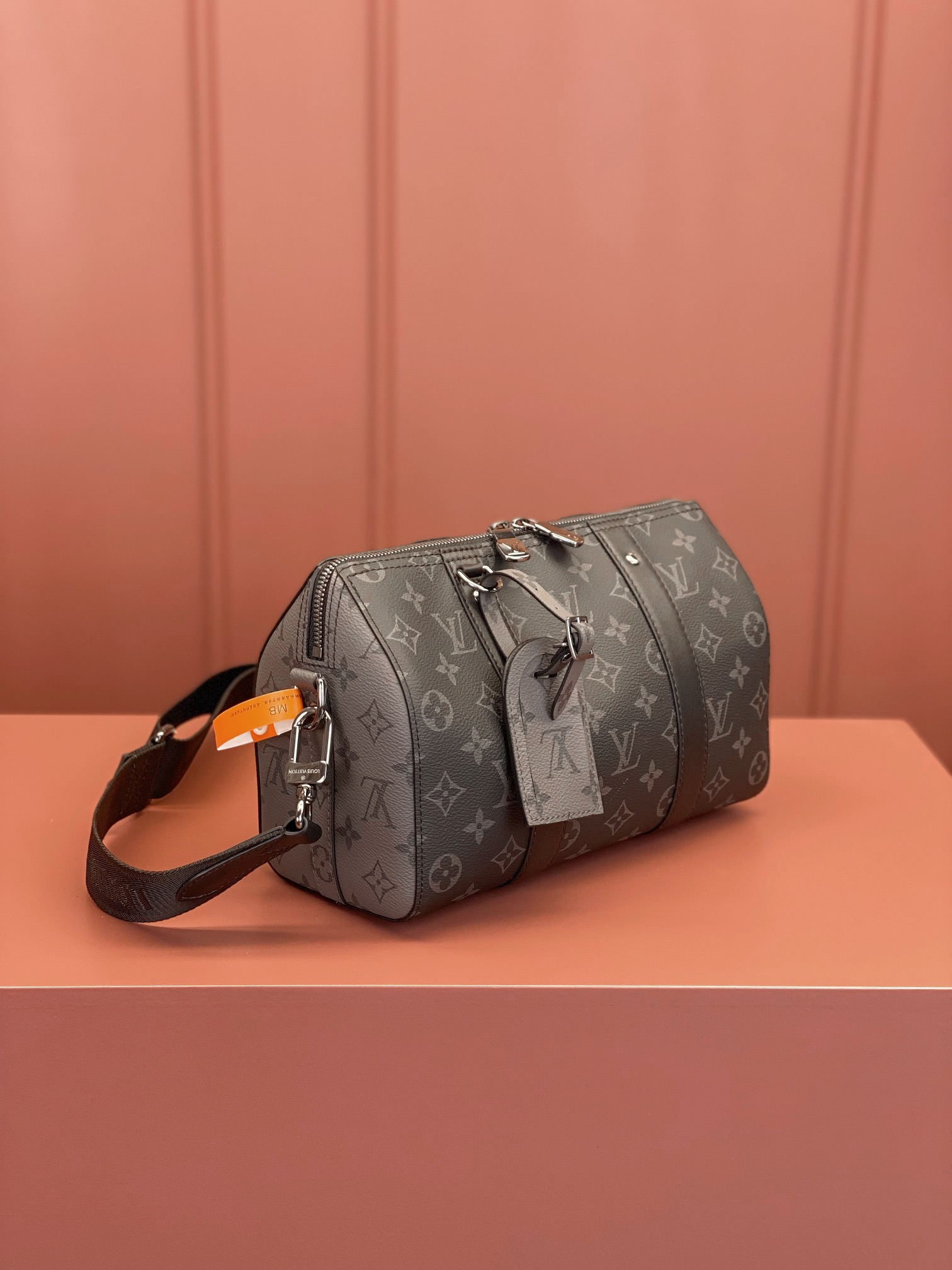 LV高仿手提迷你波士頓包 黑灰老花拼接品牌肩帶款｜歐美奢侈品精品推薦