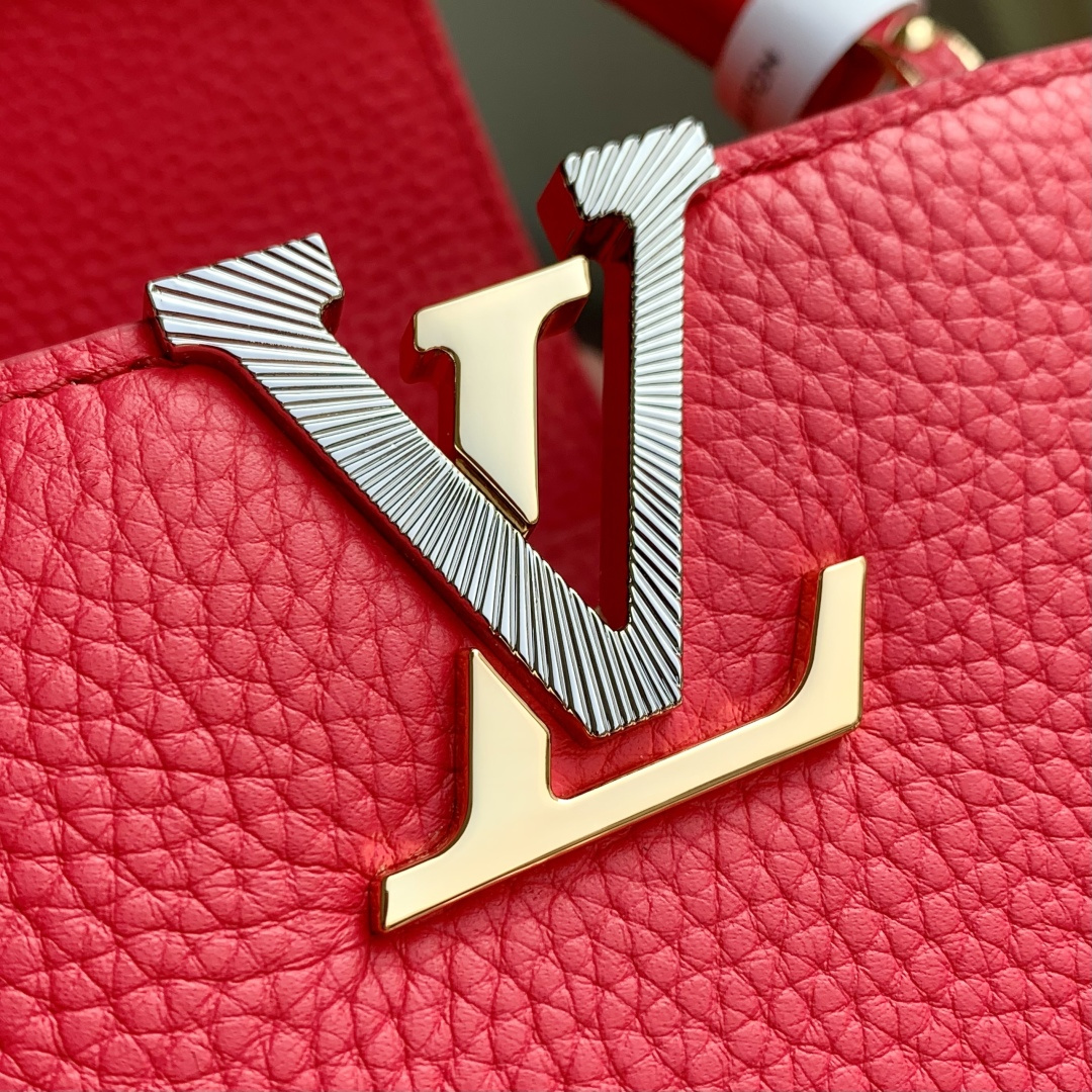 LV高仿Capucines Mini紅色手提包 立體鍊條點綴高級時尚感｜歐美奢侈品精品推薦