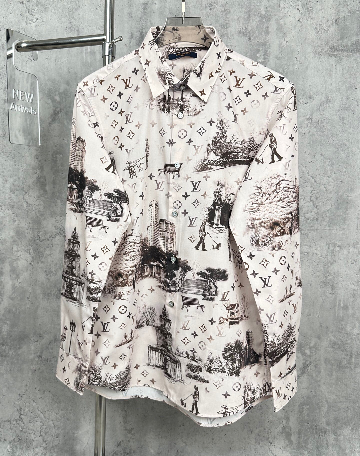 LV一比一精品男襯衫 公園印花設計 輕奢藝術感單品